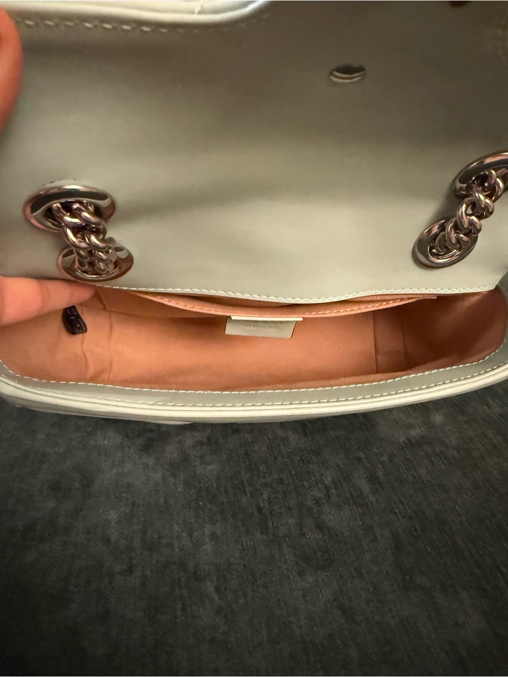 GG Marmont Mini 446744 Mint Green Leather Silver Hardware Shoulder Bag - Picture 11 of 11